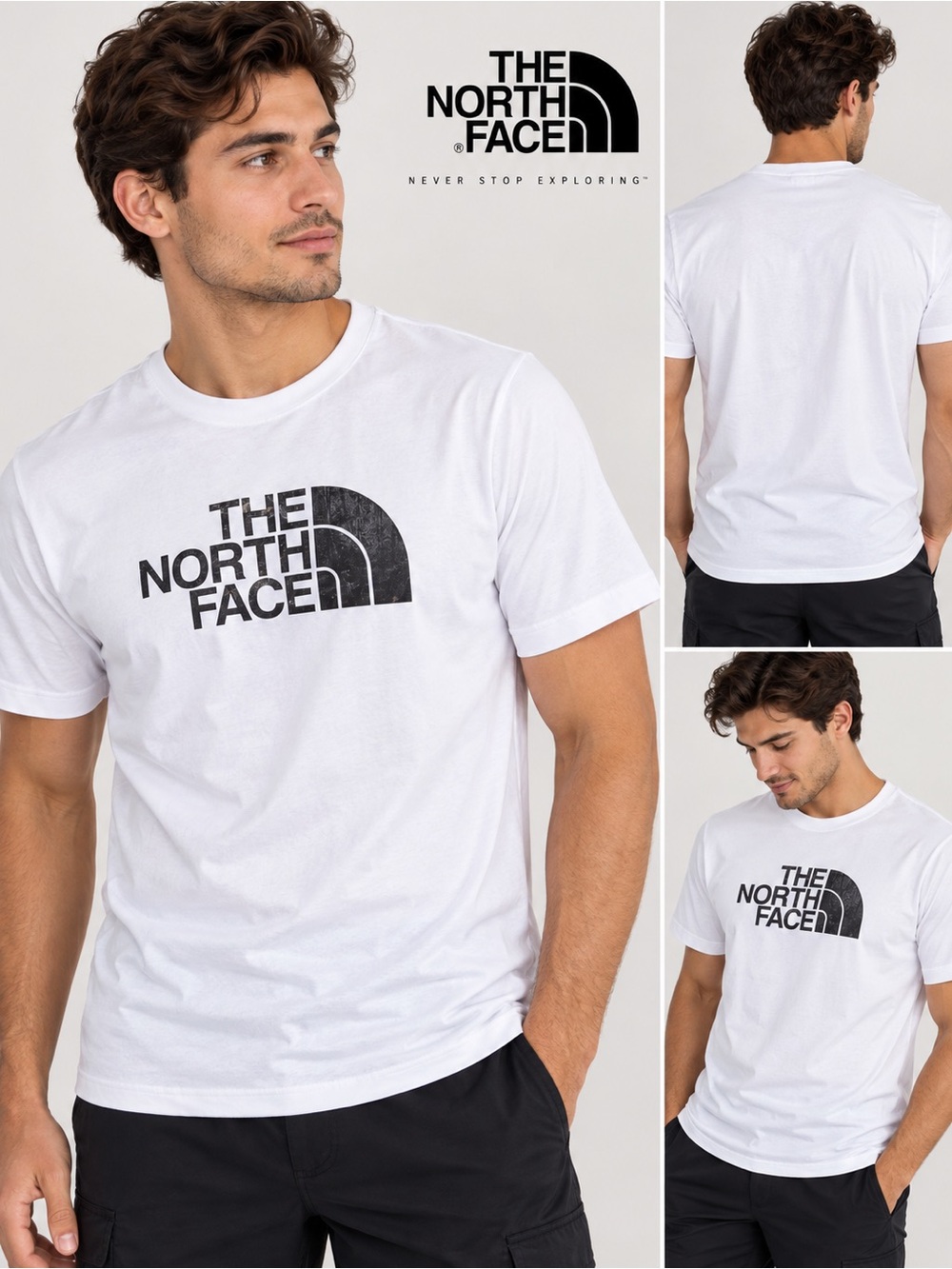 The North Face White Short Sleeve Logo Tee with Black Print casual